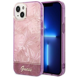 Etui na telefon iPhone 14 Plus / 15 Plus Guess Jungle Collection różowe