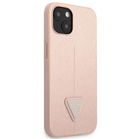 Etui na telefon iPhone 14 Plus / 15 Plus Guess różowe Saffiano Triangle