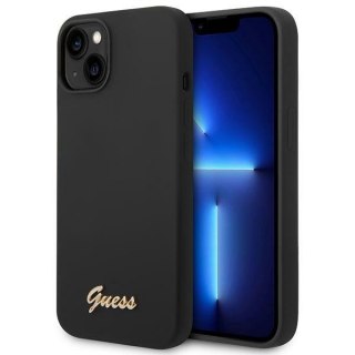 Etui na telefon iPhone 14 Plus / 15 Plus Guess czarne silikonowe z logo