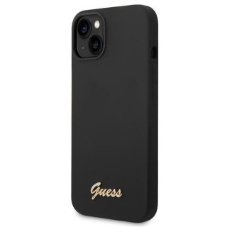 Etui na telefon iPhone 14 Plus / 15 Plus Guess czarne silikonowe z logo