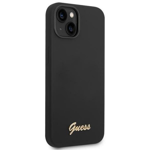 Etui na telefon iPhone 14 Plus / 15 Plus Guess czarne silikonowe z logo