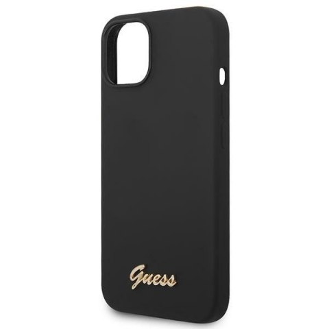 Etui na telefon iPhone 14 Plus / 15 Plus Guess czarne silikonowe z logo