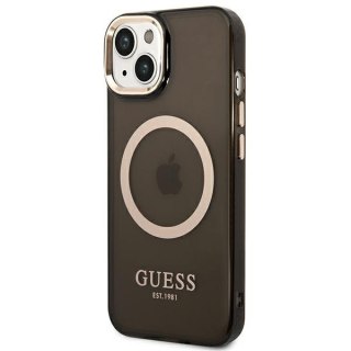 Etui na telefon iPhone 14 Plus/15 Plus Guess Gold Outline MagSafe czarne