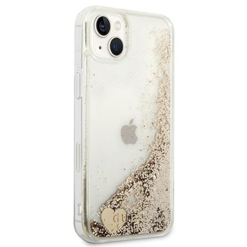 Etui na telefon iPhone 14 Plus / 15 Plus Guess Glitter Charms złote