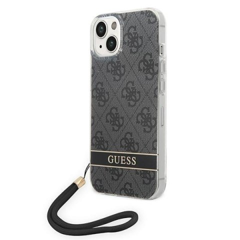 Etui na telefon iPhone 14 Plus / 15 Plus Guess 4G Print Strap czarne