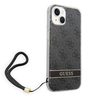 Etui iPhone 14 Plus / 15 Plus Guess 4G Print Strap czarne