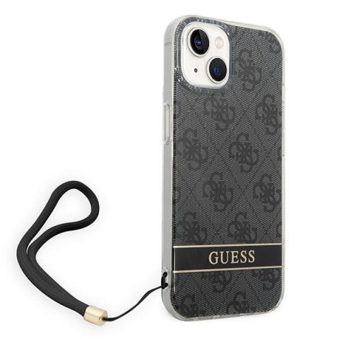 Etui na telefon iPhone 14 Plus / 15 Plus Guess 4G Print Strap czarne