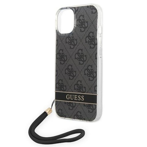 Etui na telefon iPhone 14 Plus / 15 Plus Guess 4G Print Strap czarne