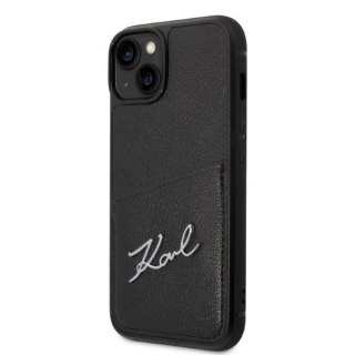 Etui iPhone 14 Plus / 15 Plus Karl Lagerfeld czarne Signature Logo Cardslot