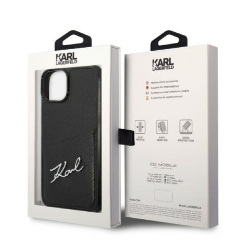 Etui na telefon iPhone 14 Plus / 15 Plus Karl Lagerfeld czarne z logo