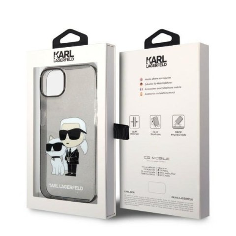 Etui na telefon iPhone 14 Plus/15 Plus Karl Lagerfeld czarne GLIT NFT