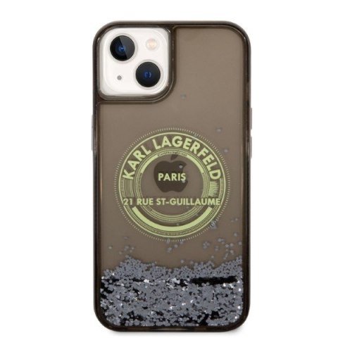 Etui na telefon iPhone 14 Plus/15 Plus Karl Lagerfeld czarne Liquid Glitter