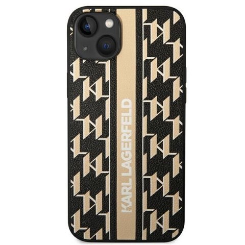 Etui na telefon iPhone 14 Plus / 15 Plus Karl Lagerfeld brązowe Monogram Stripe