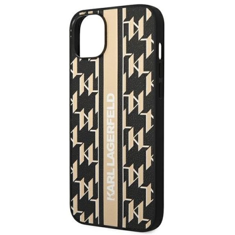 Etui na telefon iPhone 14 Plus / 15 Plus Karl Lagerfeld brązowe Monogram Stripe