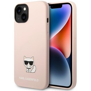 Etui na telefon iPhone 14 Plus / 15 Plus Karl Lagerfeld Choupette jasnoróżowe