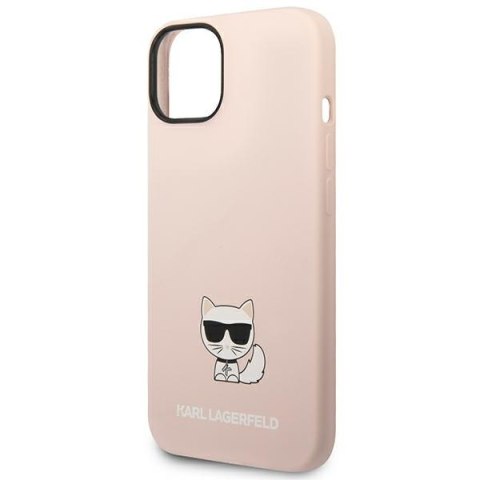 Etui na telefon iPhone 14 Plus / 15 Plus Karl Lagerfeld Choupette jasnoróżowe