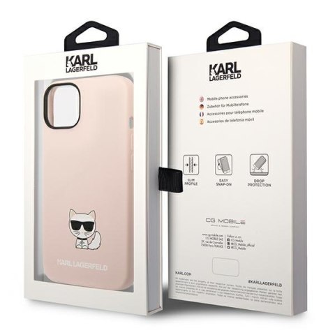 Etui na telefon iPhone 14 Plus / 15 Plus Karl Lagerfeld Choupette jasnoróżowe