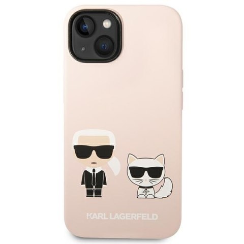 Etui iPhone 14 Plus / 15 Plus Karl Lagerfeld jasnoróżowe hardcase Silicone Karl & Choupette MagSafe