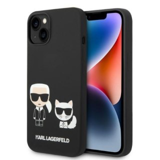 Etui iPhone 14 Plus / 15 Plus Karl Lagerfeld czarne hardcase Liquid Silicone Karl & Choupette MagSafe