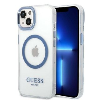 Etui Guess GUHMP14MHTRMB Apple iPhone 14 Plus / 15 Plus niebieski/blue hard case Metal Outline Magsafe