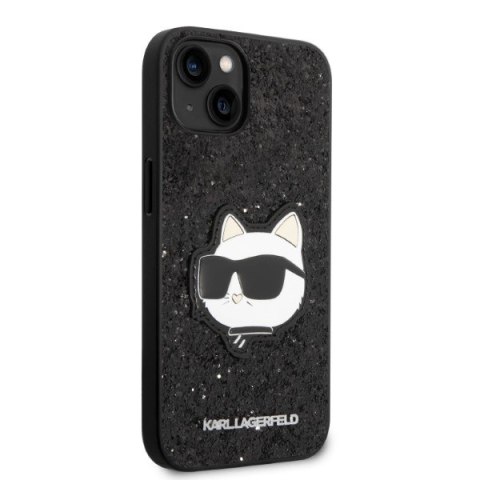 Etui iPhone 14 Plus / 15 Plus Karl Lagerfeld czarne Glitter Choupette Patch