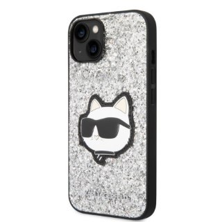 Etui na telefon iPhone 14 Plus / 15 Plus Karl Lagerfeld srebrne Glitter