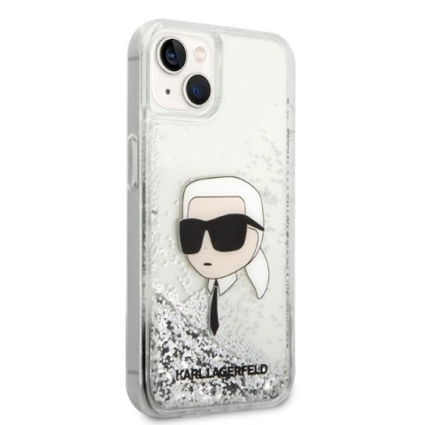 Etui na telefon iPhone 14 Plus / 15 Plus Karl Lagerfeld srebrne Glitter