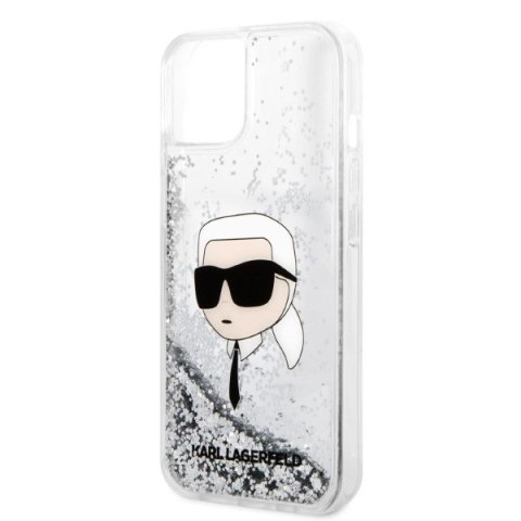 Etui na telefon iPhone 14 Plus / 15 Plus Karl Lagerfeld srebrne Glitter