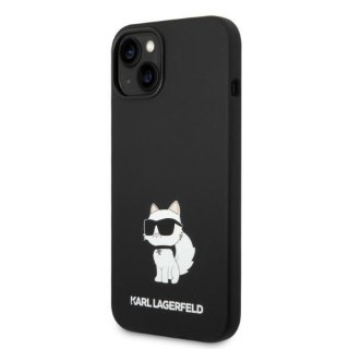 Etui iPhone 14 Plus / 15 Plus Karl Lagerfeld czarne hardcase Silicone Choupette MagSafe