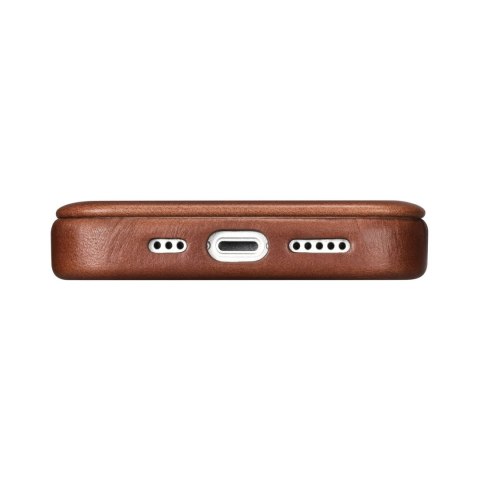 Etui iPhone 14 Plus / 15 Plus iCarer CE Oil Wax Premium Leather Folio MagSafe brązowe