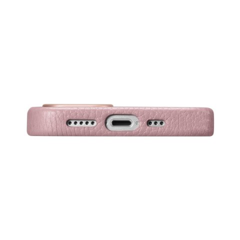 Etui iPhone 14 Plus / 15 Plus iCarer Litchi Premium Leather MagSafe różowe