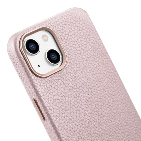 Etui iPhone 14 Plus / 15 Plus iCarer Litchi Premium Leather MagSafe różowe