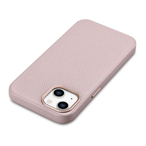 Etui iPhone 14 Plus / 15 Plus iCarer Litchi Premium Leather MagSafe różowe