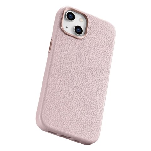 Etui iPhone 14 Plus / 15 Plus iCarer Litchi Premium Leather MagSafe różowe