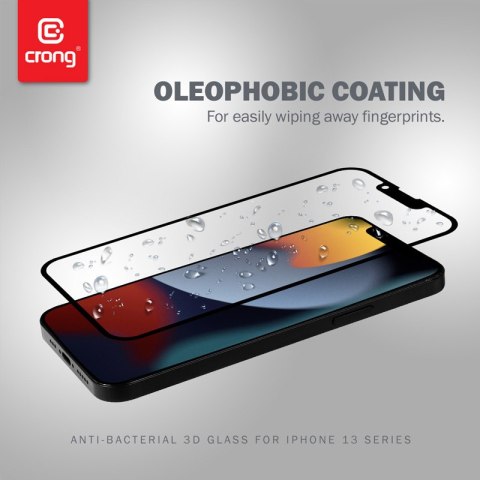 Szkło hartowane iPhone 14 Plus / 15 Plus Crong Anti-Bacterial 3D Armour Glass + ramka instalacyjna