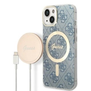 Etui na telefon Apple iPhone 14 Plus / 15 Plus Guess MagSafe niebieskie