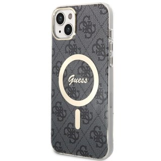 Etui na telefon Apple iPhone 14 Plus / 15 Plus Guess MagSafe czarny + ładowarka