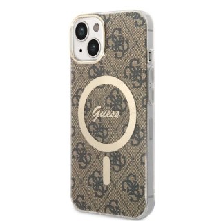 Etui na telefon Apple iPhone 14 Plus/15 Plus Guess 4G MagSafe brązowy