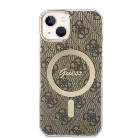 Etui na telefon Apple iPhone 14 Plus/15 Plus Guess 4G MagSafe brązowy