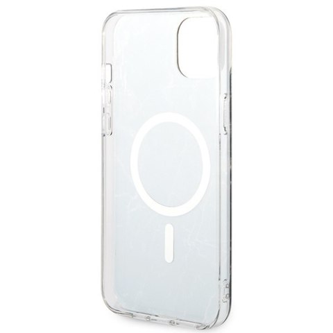 Etui na telefon iPhone 14 Plus/15 Plus Guess Marble MagSafe czarny + ładowarka