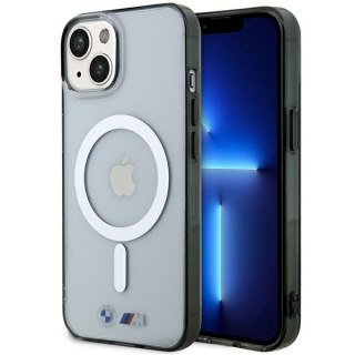 Etui iPhone 14 Plus / 15 Plus BMW przezroczyste hardcase Silver Ring MagSafe