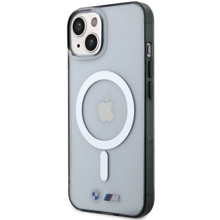 Etui iPhone 14 Plus / 15 Plus BMW przezroczyste hardcase Silver Ring MagSafe