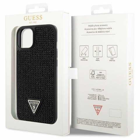 Etui na telefon iPhone 14 Plus/15 Plus Guess czarne hardcase z kryształkami