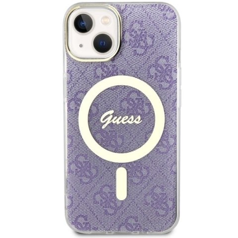 Etui na telefon iPhone 14 Plus / 15 Plus Guess 4G MagSafe purpurowe