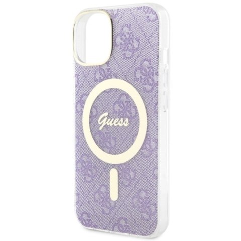 Etui na telefon iPhone 14 Plus / 15 Plus Guess 4G MagSafe purpurowe