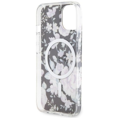 Etui na telefon iPhone 14 Plus / 15 Plus Guess Flower MagSafe czarne