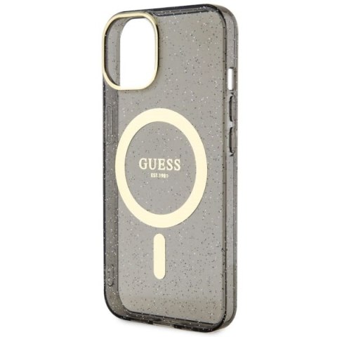 Etui na telefon iPhone 14 Plus / 15 Plus Guess Glitter Gold MagSafe