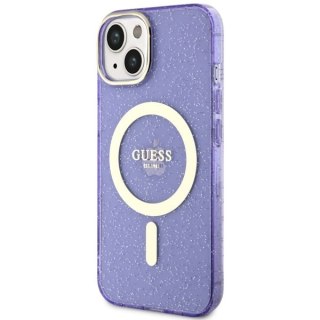 Etui na telefon iPhone 14 Plus / 15 Plus Guess Glitter Gold MagSafe