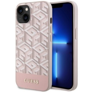 Etui na telefon iPhone 14 Plus/15 Plus Guess GCube Stripes MagSafe różowe