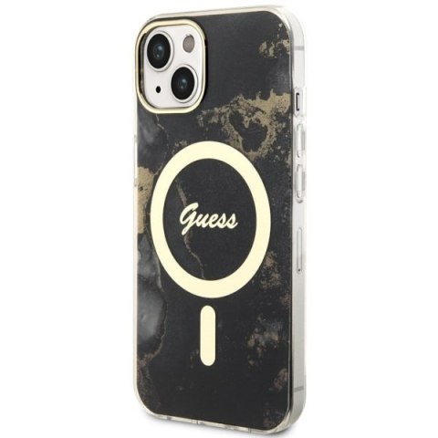 Etui na telefon iPhone 14 Plus / 15 Plus Guess Golden Marble MagSafe